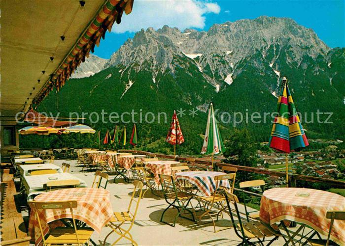 Mittenwald Bayern Berggasthof Groeblalm Terrasse