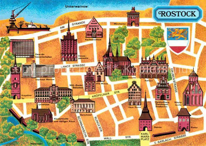 ROSTOCK  CITY Stadtplan Illustration