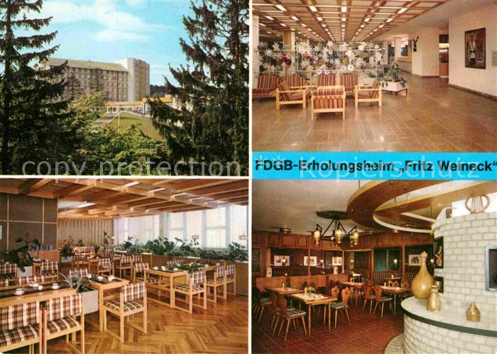 Oberhof Thueringen FDGB Erholungsheim Fritz Weineck Empfangshalle Restaurant Alc