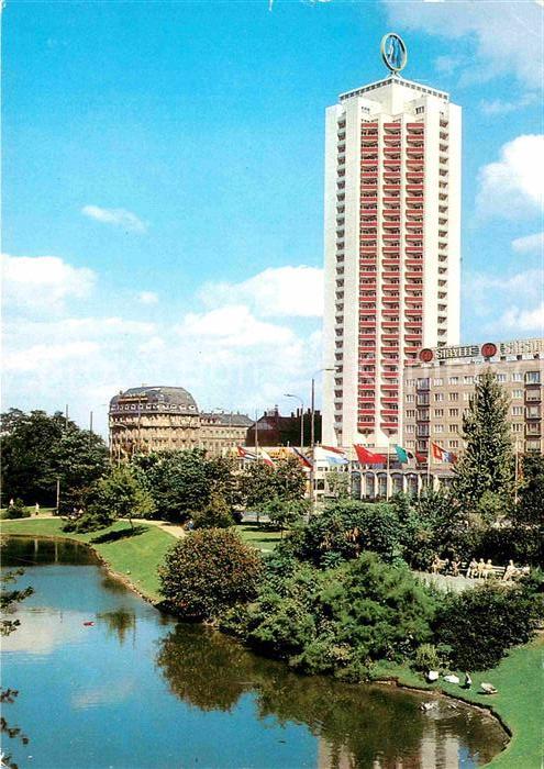 LEIPZIG Sachsen Schwanenteich Wohnhochhaus am Georgi Ring