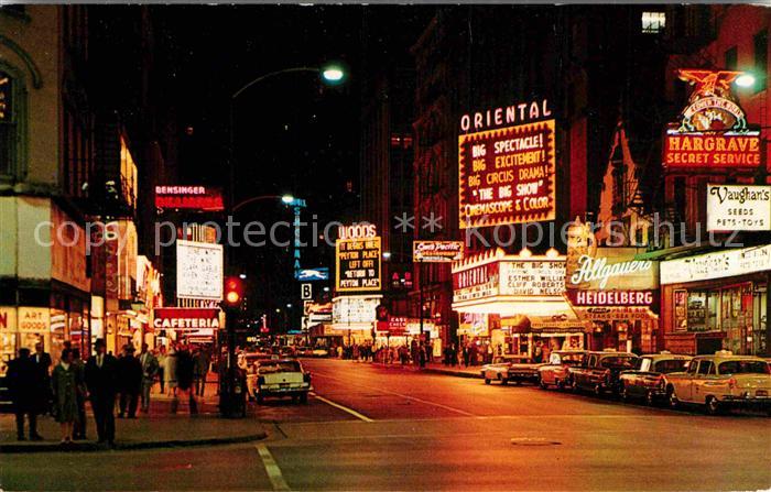 Chicago Illinois Randolph Street theatrical district in twilight