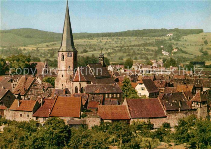 Michelstadt Alter Stadtkern mit Kirche Blick auf Galgenberg Waldheim