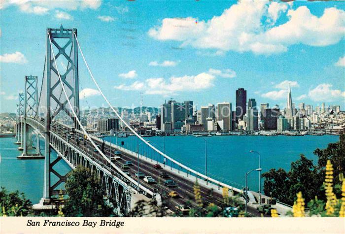 San Francisco California Bay Bridge as seen from Yerba Buena Island Skyline of c