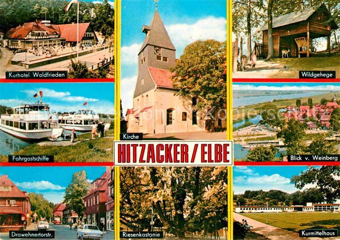 Hitzacker Elbe Kurhotel Fahrgastschiff Drawehnertorstrasse Kirche Riesenkastanie