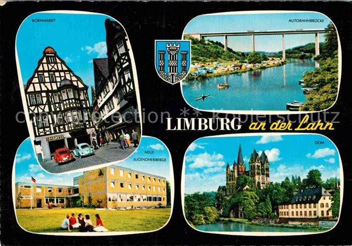 Limburg Lahn Kornmarkt Fachwerkhaeuser Autobahnbruecke Dom Jugendherberge