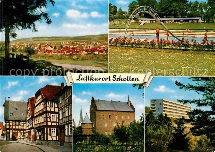 Schotten Hessen Panorama Schwimmbad Fachwerkbauten Rathaus Schloss Heilstaette