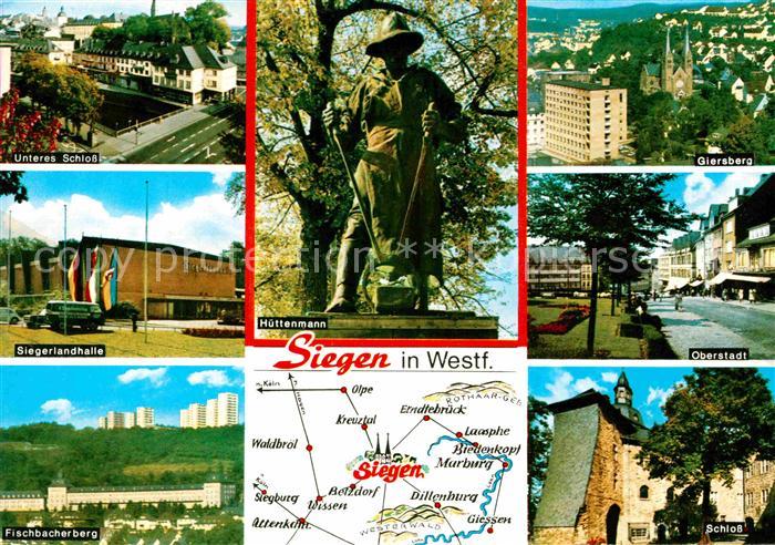 Siegen Westfalen Schloss Siegerlandhalle Fischbacherweg Huettenmann Denkmal Stat