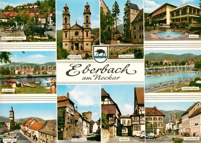 Eberbach Neckar Eber Statue Neckarbruecke Kirche Pulverturm Kurhaus Freibad Mark