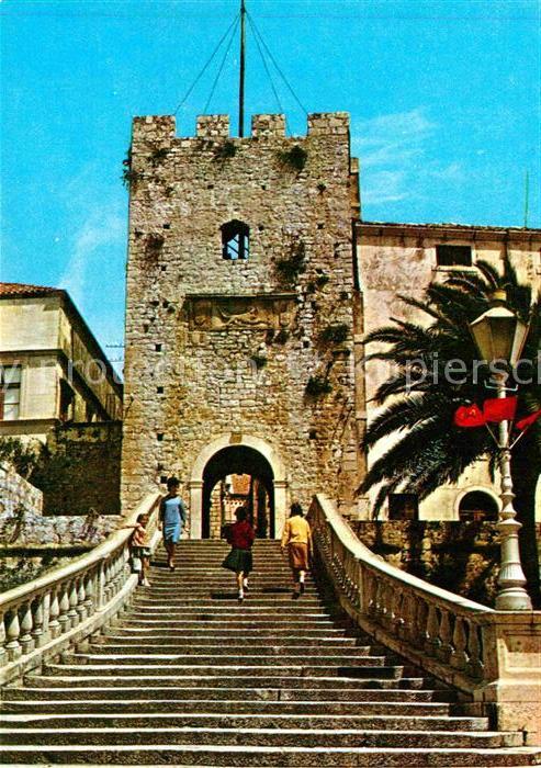 Korcula Treppe Torbogen Stadtmauer