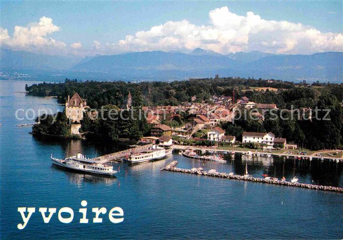 Yvoire Hafen Genfersee Alpen Fliegeraufnahme
