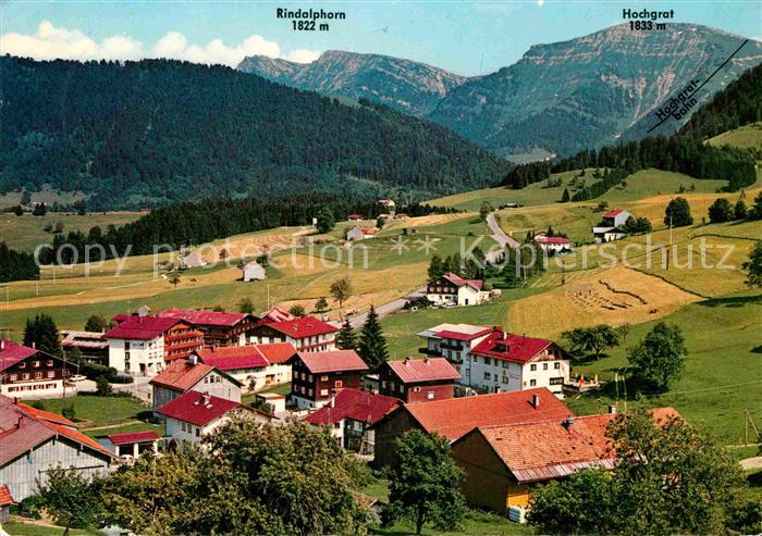 Steibis Oberstaufen Bayern Teilansicht mit Rindalphorn und Hochgrat Allgaeuer Al
