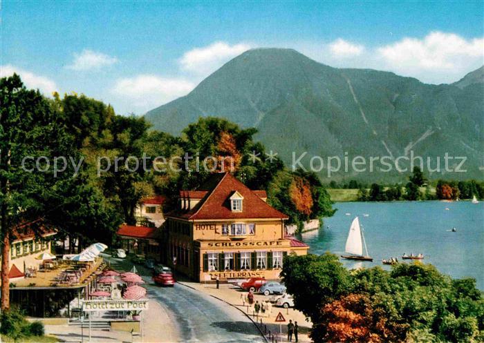 Tegernsee Bayern Seehotel Alte Post und Schlosscafe mit Wallberg Mangfallgebirg