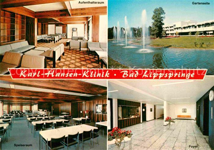 Bad Lippspringe Karl Hansen Klinik Aufenthaltsraum Speiseraum Foyer Garten Wasse