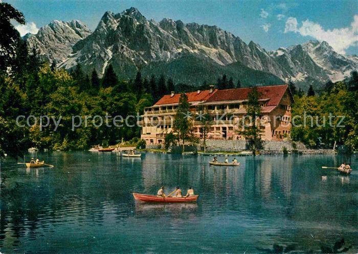 Badersee Hotel am See mit Zugspitzgruppe Wettersteingebirge