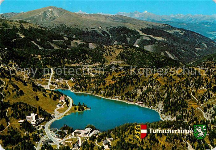 Turracher Hoehe gegen Kilnprein und Hohe Tauern Fliegeraufnahme