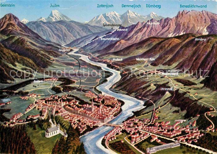 Bad Toelz und Umgebung Alpenpanorama aus der Vogelperspektive