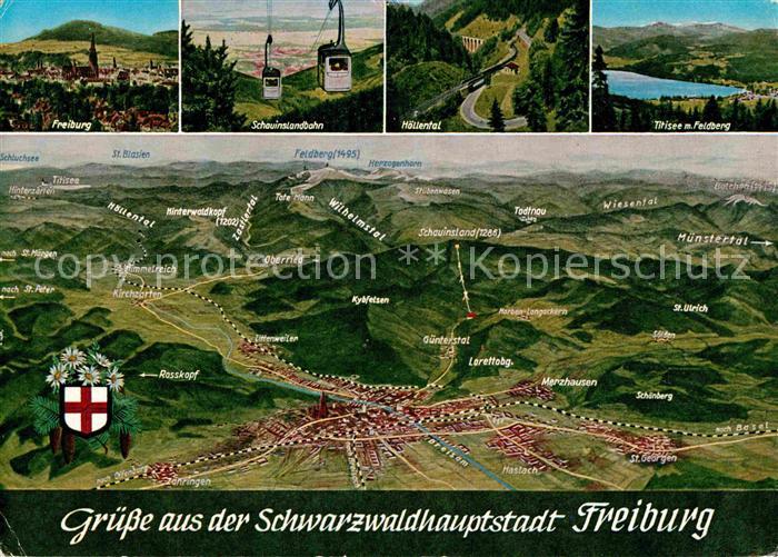 Freiburg Breisgau aus der Vogelperspektive Schauinsland Bergbahn Hoellental Titi