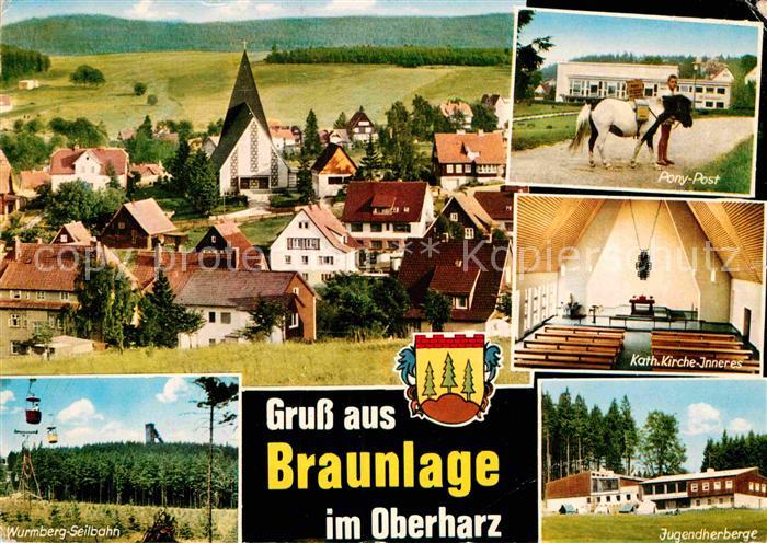 Braunlage Harz Ortsmotiv mit Kirche Ponypost Wurmberg Seilbahn Jugendherberge
