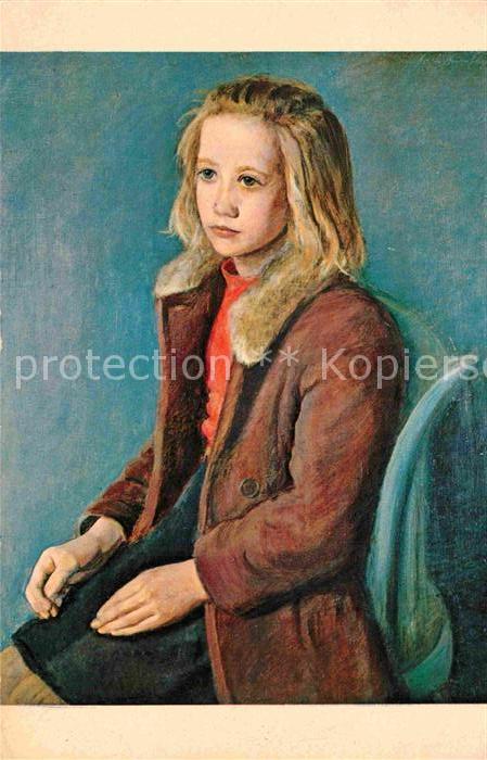 Kuenstlerkarte Jack Humphrey Girl with fur Collar