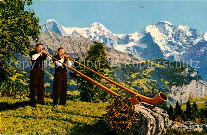 Alphorn Alphornblaeser Eiger Moench Jungfrau