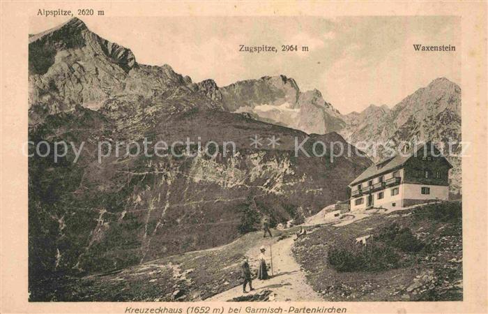 GARMISCH-PARTENKIRCHEN Bayern Kreuzeckhaus Berghaus mit Zugpsitze Alpspitze Waxe