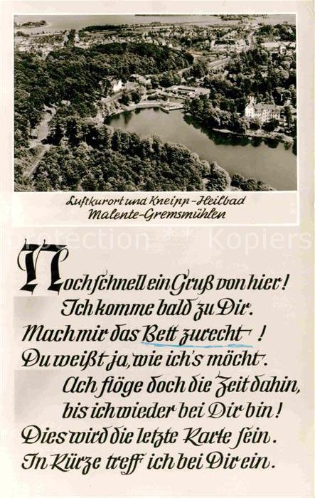 Malente-Gremsmuehlen Luftkurort Kneipp Heilbad Fliegeraufnahme Gedicht