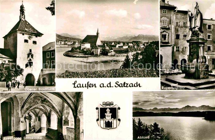 Laufen Salzach Oberer Stadtturm Rupertusplatz Denkmal Kreuzgang Stiftskirche Abt