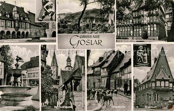 GOSLAR Harz Niedersachsen Kaiserworth Marktbrunnen Petersberg Rathaustreppe Pete