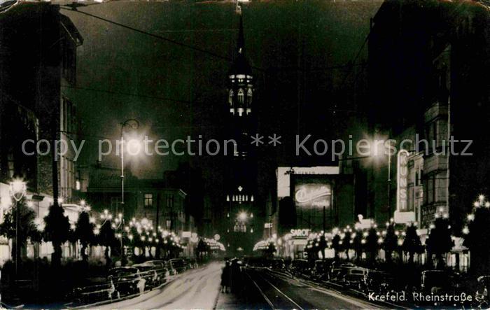 Krefeld Rheinstrasse bei Nacht