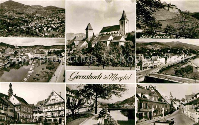 Gernsbach Teilansichten Kirche Marktplatz Fachwerkhaus Panorama Murgtal Schloss