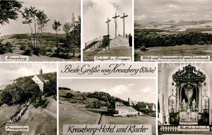 Kreuzberg Rhoen Golgathagruppe Panorama Dammersfeld Eierhauk Wallfahrtskirche Pr