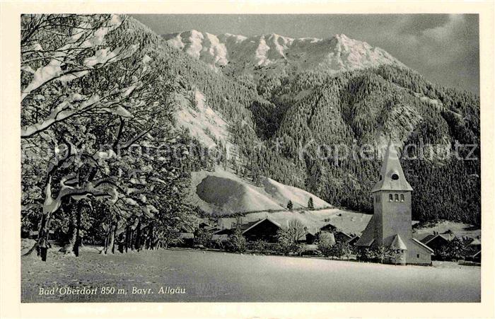 Bad Oberdorf Ortsansicht mit Kirche Winterpanorama Allgaeuer Alpen