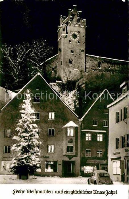 Fuessen Allgaeu Marktplatz Christbaum Schloss Weihnachtskarte Neujahrskarte