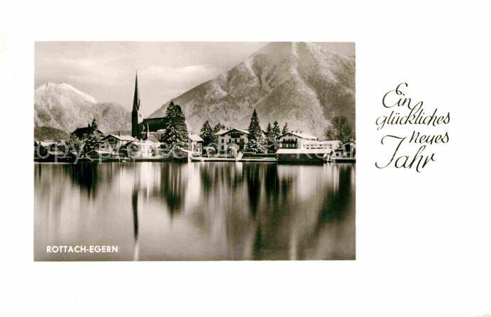 Rottach-Egern Blick ueber den Tegernsee Alpen Neujahrskarte