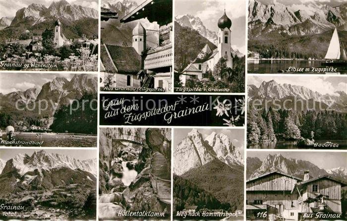 Grainau Panorama Wettersteingebirge Eibsee Zugspitze Kirche Hoellentalklamm Alpe