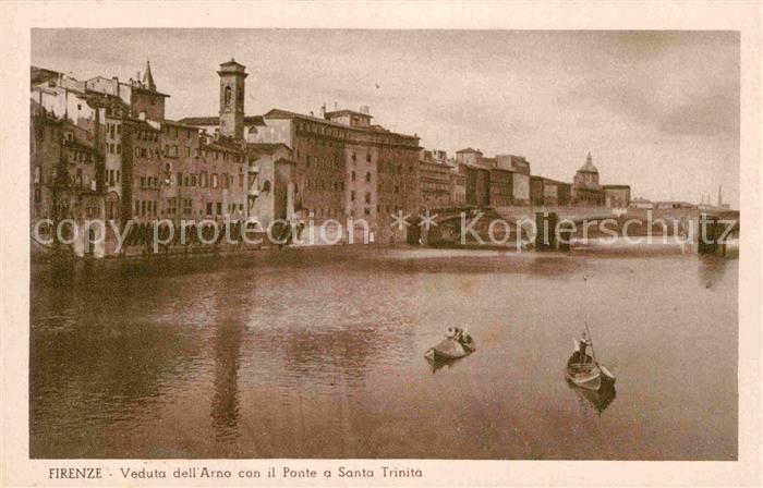 Firenze Florenz Veduta dell Arno con il Ponte a Santa Trinita