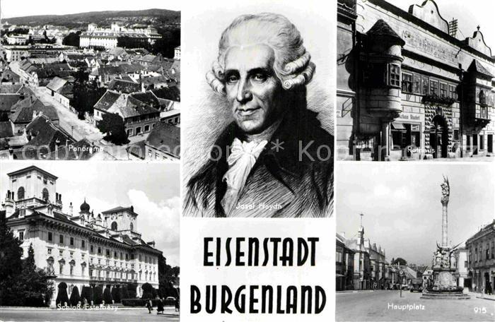 Eisenstadt Panorama Josef Haydn Komponist Portrait Rathaus Hauptplatz Saeule Sch