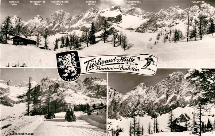 Ramsau Dachstein Steiermark Winterpanorama mit Tuerlwandhuette Dachsteingebirge