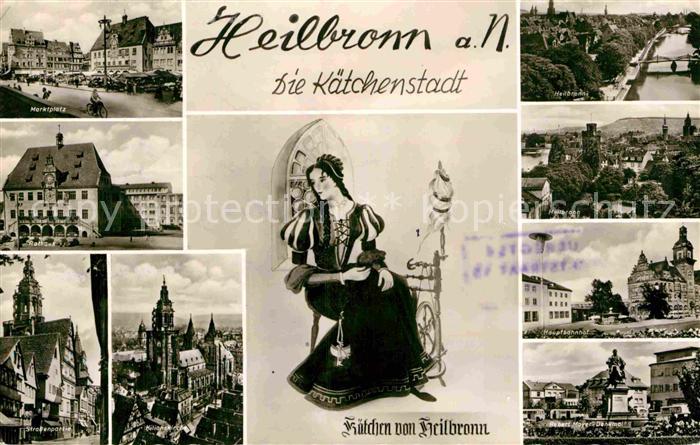 Heilbronn Neckar Kaetchenstadt Kaetchen Spinnrad Marktplatz Rathaus Kirche Denkm