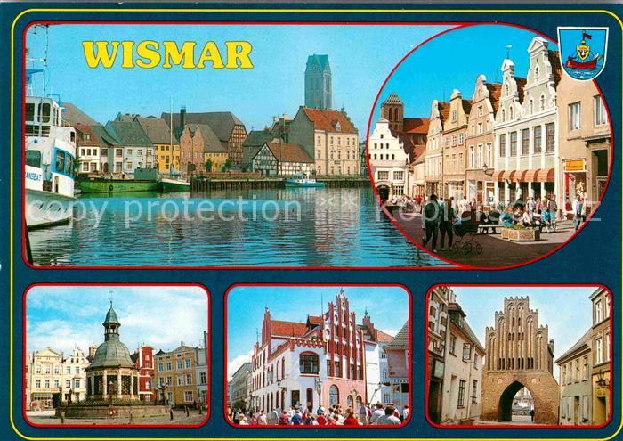 Wismar Mecklenburg Teilansichten Giebelhaeuser Torbogen Markt Hafen