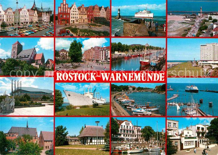 Warnemuende Ostseebad Platz Giebelhaeuser Innenstadt Mole Leuchtturm Faehrschiff