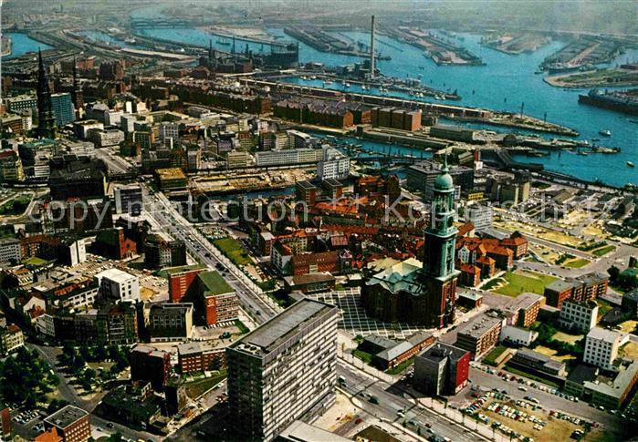 HAMBURG  CITY Michaeliskirche Michel Wahrzeichen Ost West Strasse Hafen Fliegera