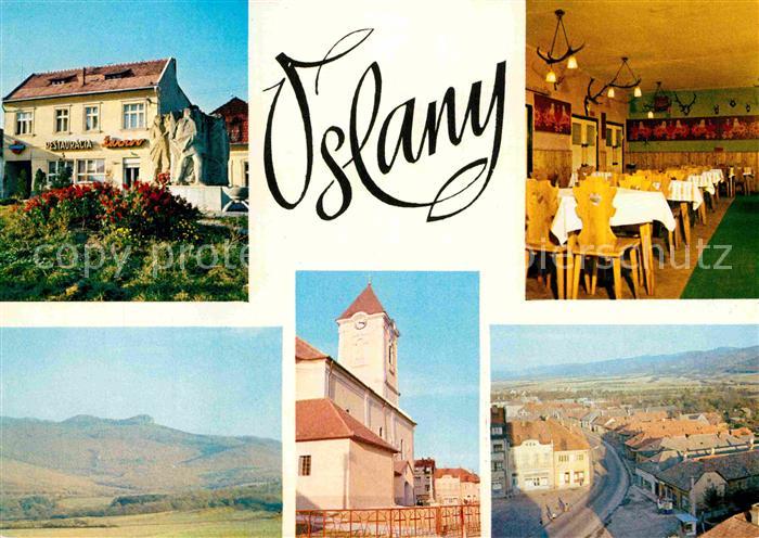 Oslany Namestie s kostolom Restauracia Slovenska izba Pohorie Zarnov