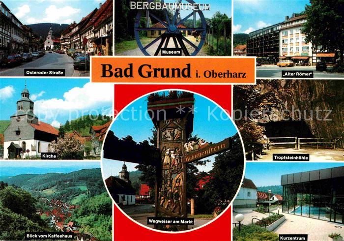 Bad Grund Osteroder Strasse Kirche Kaffeehaus Bergbaumuseum Wegweiser Markt Alte