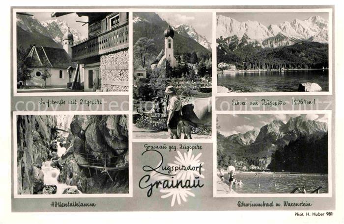 Grainau Dorfstrasse Zugspitze Eibsee Hoellentalklamm Schwimmbad Waxenstein