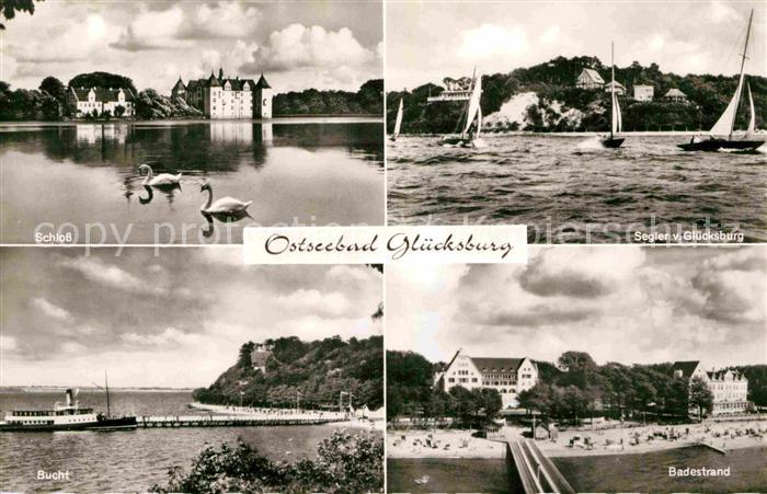 Gluecksburg Ostseebad Segler Badestrand Bucht Schloss