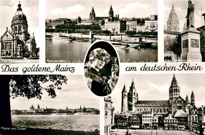 Mainz Rhein Christuskirche Gutenbergdenkmal Dom