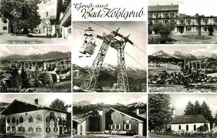 Kohlgrub Bad Alte Linde Herzogstand Schwebebahn Kirche Hoernlehuette