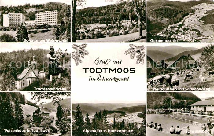 Todtmoos Schwarzwald BW Sanatorium Webrawald Trachtenmaedchen Weidauftrieb Felse