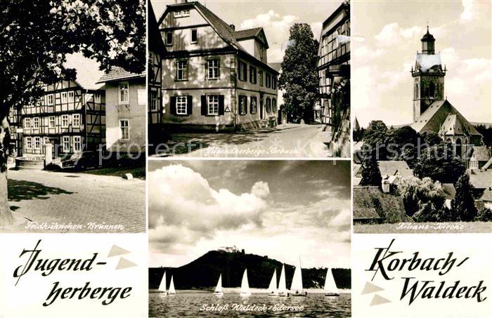 Korbach Waldeck Feldhaehnchen Brunnen Kilians Kirche Jugendherberge Schloss
